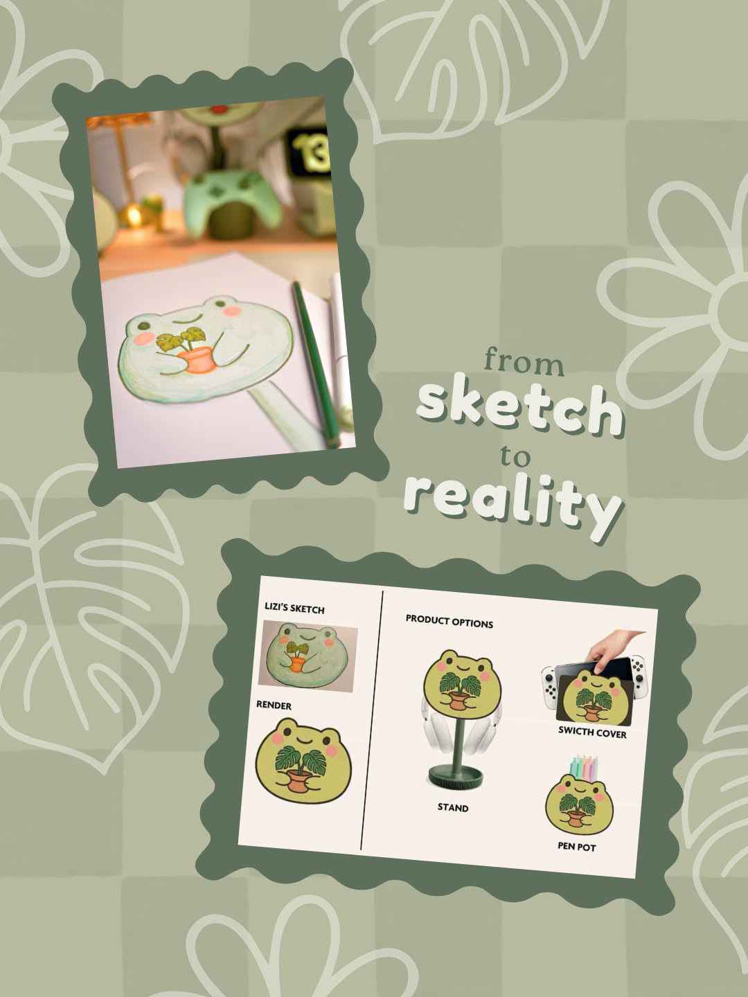 Monstera Frog | 3-in-1 Pen Pot, Controller Holder & Phone Stand | @thecozylittlejungle edition