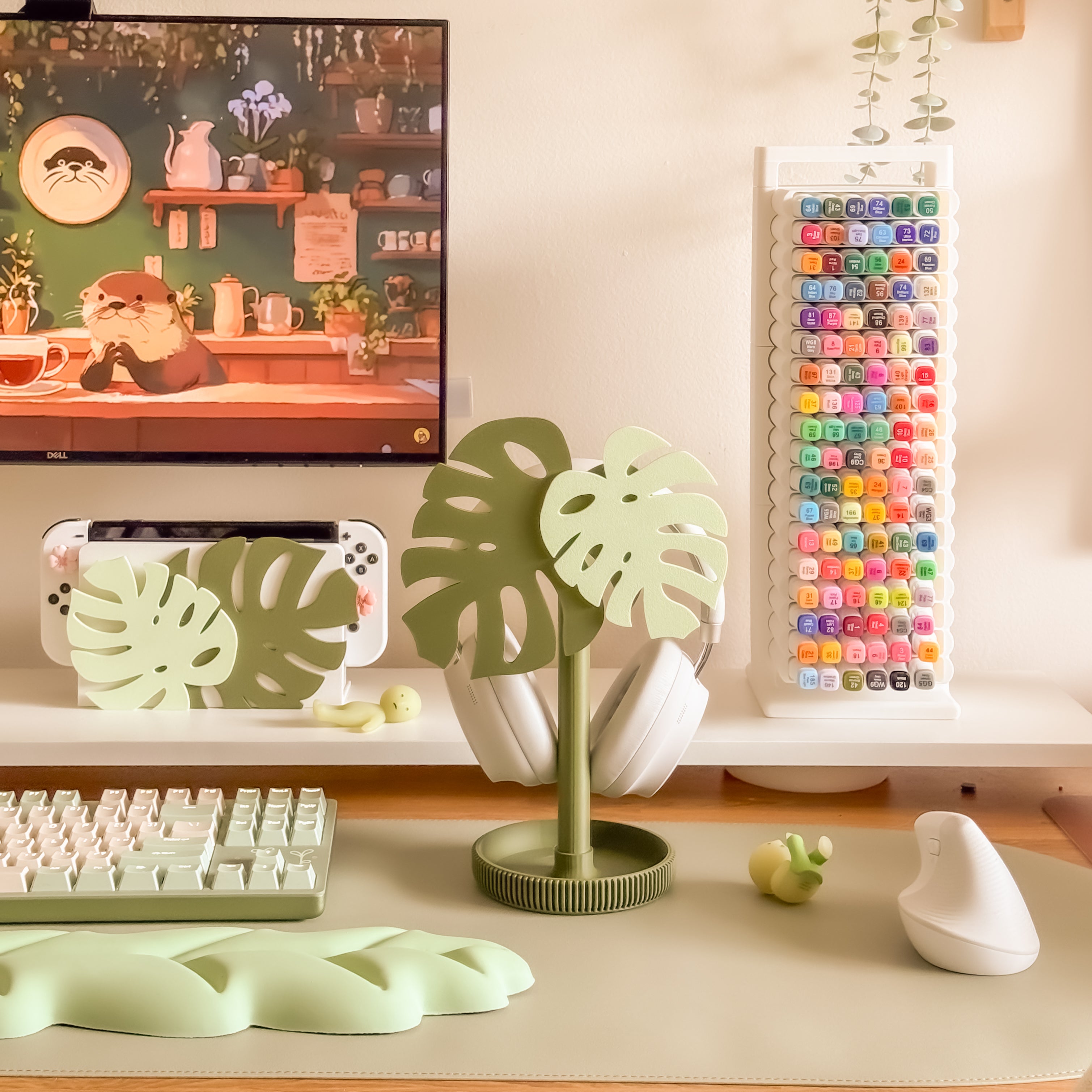Monstera Headphone Stand and Switch Cover Bundle