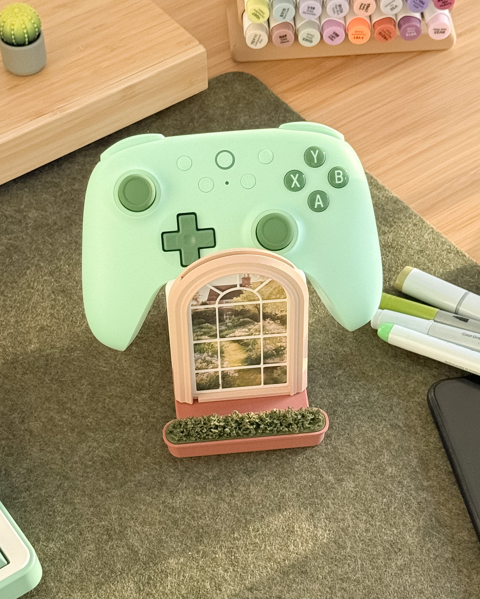 Cozy Window | 3-in-1 Pen Pot, Controller Holder & Phone Stand